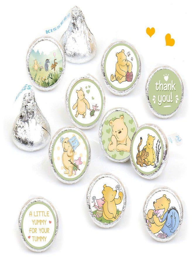 ALodr 180 Pcs Cute Winnie Stickers, Winnie Kisses Candy Stickers, The Pooh Baby Shower Decorations, The Pooh Baby Shower, Cute Bear Birthday Decorations, Bear Sticker Set Thank You Chocolate Labels - Image 4